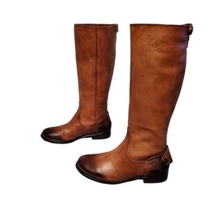 Arturo Chiang Brown Leather Knee-High Zip Riding Boots Women's Size 7.5M